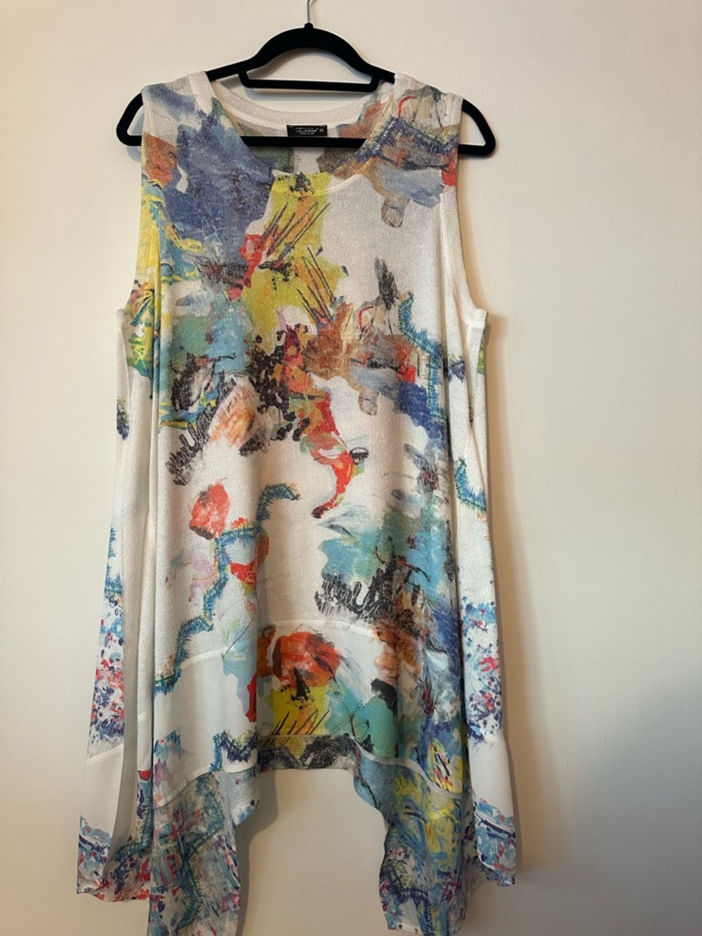 Inoah White Multicolor Watercolor Summer Tunic light knit